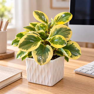 Variegated Peperomia Desk Plant