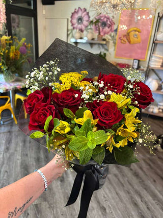 Custom Graduation Wrap Bouquet | School Color Presentation Flowers