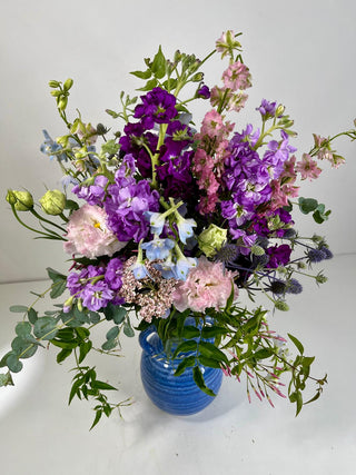 Lavender Garden Flower Pitcher Arrangement