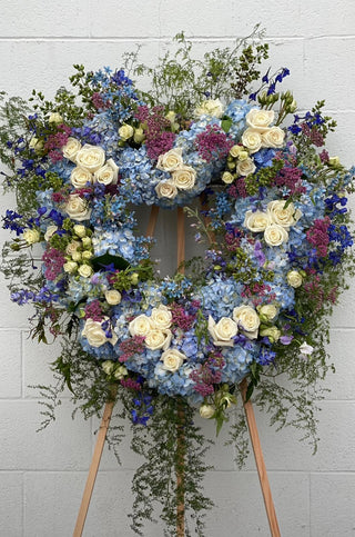 Heavenly Blue Floral Heart Tribute